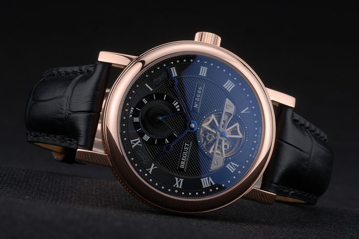 Breguet Classique Complications Rose Gold Case Black Leather Strap 80156-5
