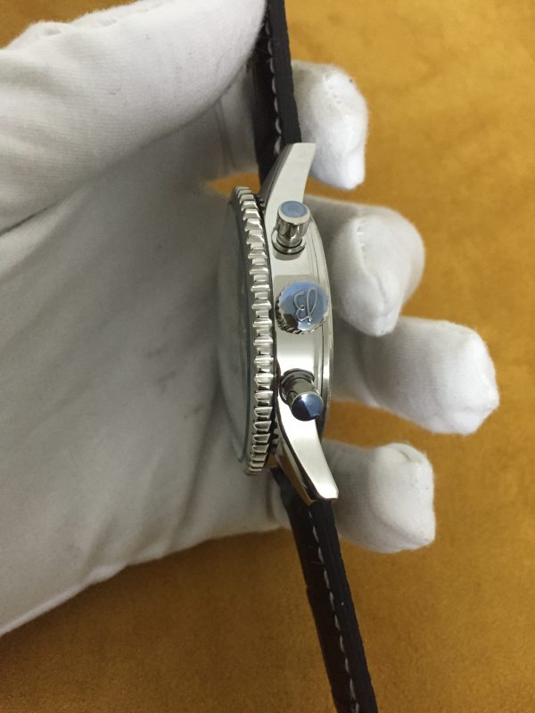 Swiss Breitling Navitimer Black Dial black leather strap steel case-2
