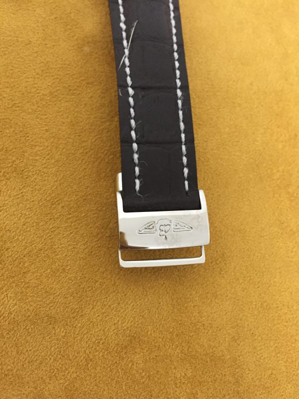 Swiss Breitling Navitimer Black Dial black leather strap steel case-7