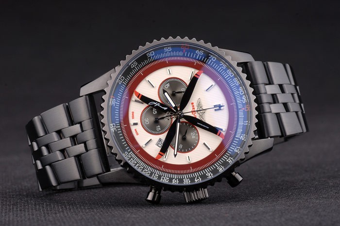 Breitling Certified Black Stainless Steel Strap Beige Dial Chronograph 80171-2
