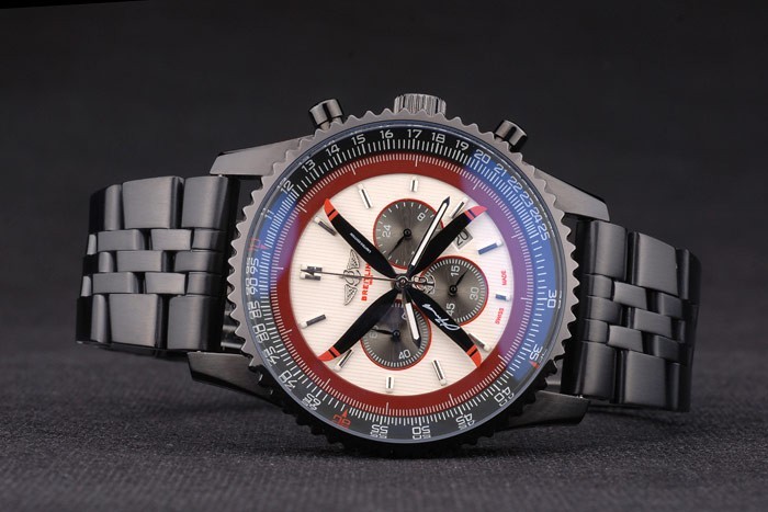 Breitling Certified Black Stainless Steel Strap Beige Dial Chronograph 80171-3
