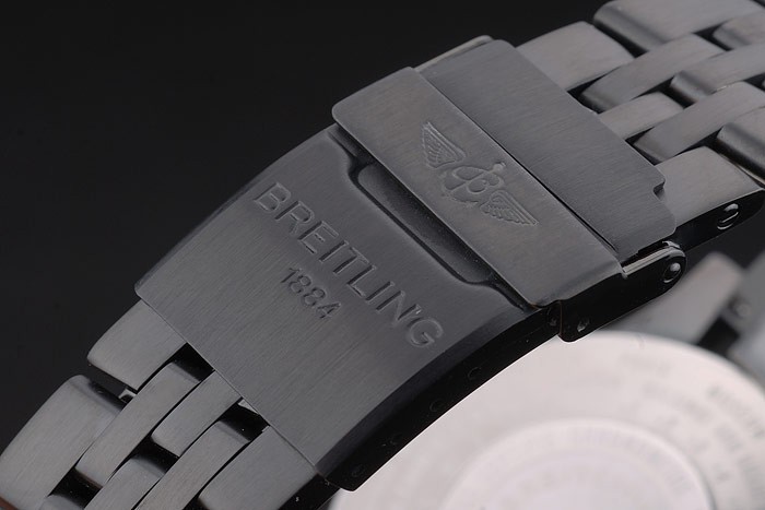 Breitling Certified Black Stainless Steel Strap Beige Dial Chronograph 80171-4