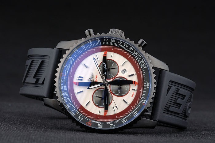 Breitling Certified Black Rubber Strap Beige Dial Chronograph 80183-3