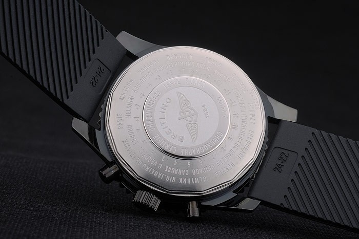 Breitling Certified Black Rubber Strap Black Dial Chronograph 80180-5
