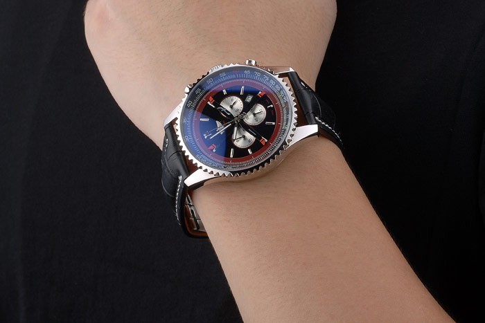 Breitling Certified Black Leather Strap Black Dial Chronograph 80176-8