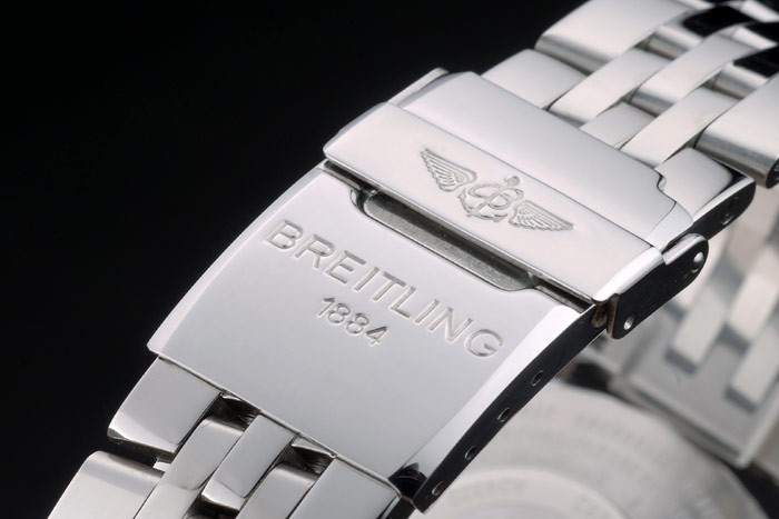 Breitling Certified Polished Silver Stainless Steel Strap Beige Dial Chronograph 80174-4