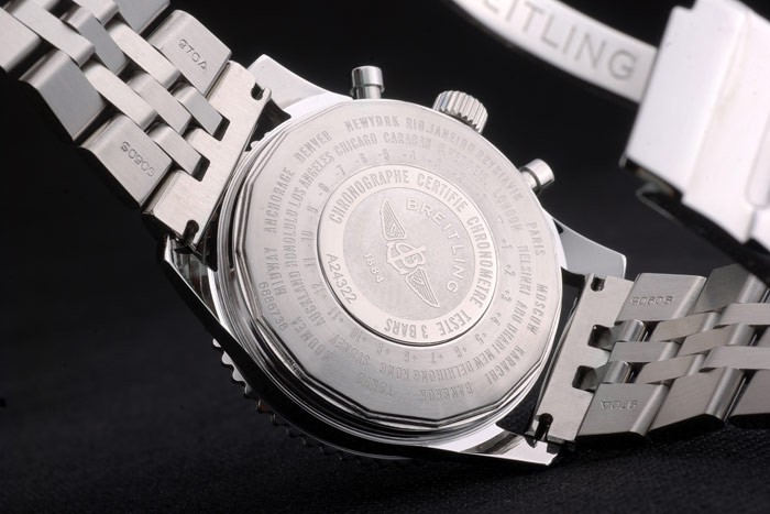 Breitling Certified Polished Silver Stainless Steel Strap Beige Dial Chronograph 80174-6