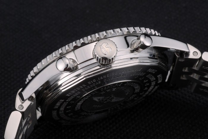 Breitling Certified Polished Silver Stainless Steel Strap Beige Dial Chronograph 80174-7