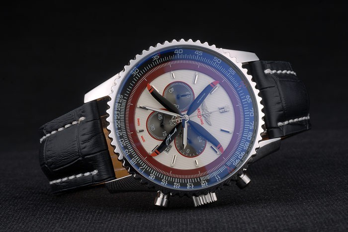 Breitling Certified Beige Dial Chronograph Black Leather Strap 80177-2