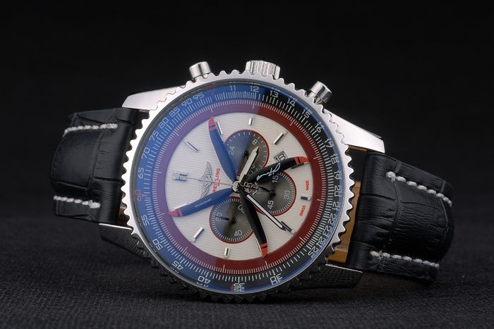 Breitling Certified Beige Dial Chronograph Black Leather Strap 80177-3