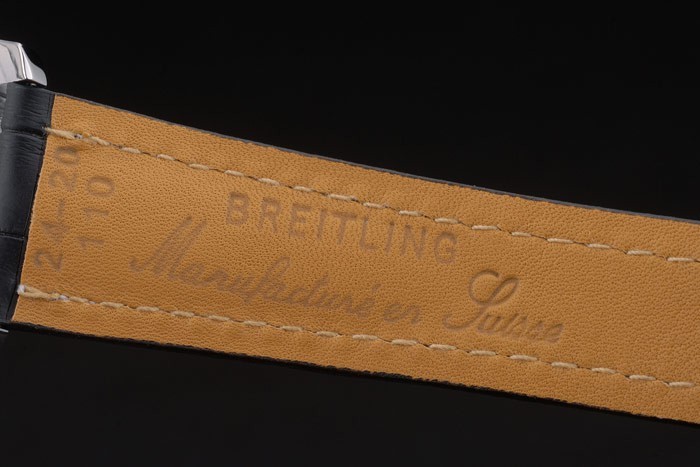 Breitling Certified Beige Dial Chronograph Black Leather Strap 80177-6