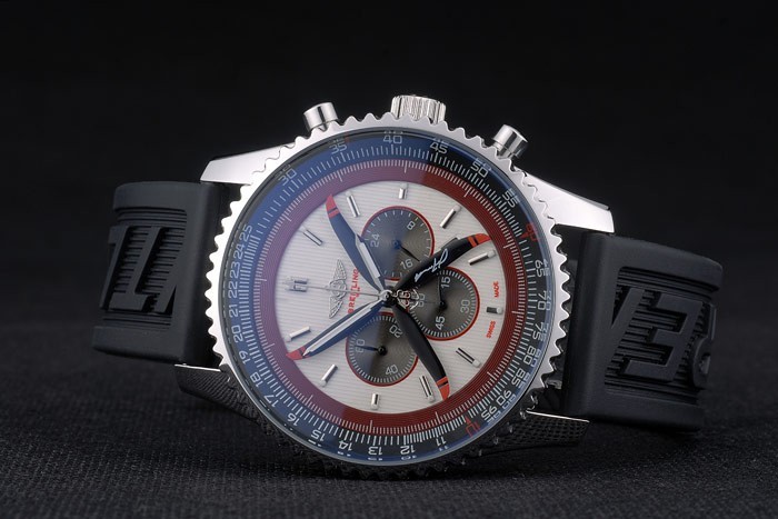Breitling Certified Black Rubber Strap Beige Dial Chronograph 80181-3