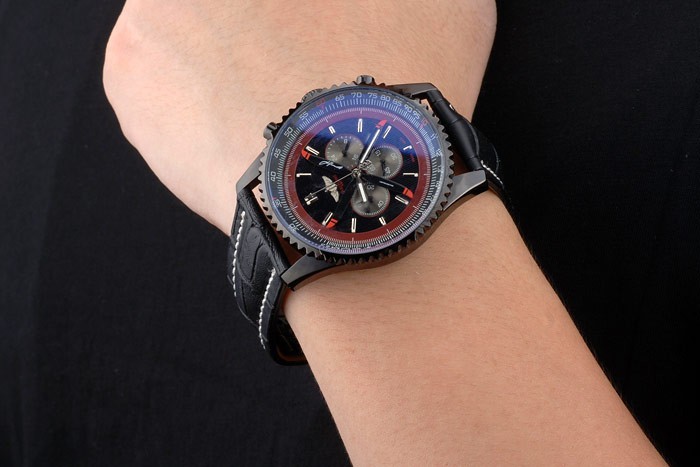 Breitling Certified Black Leather Strap Black Dial Chronograph 80179-2