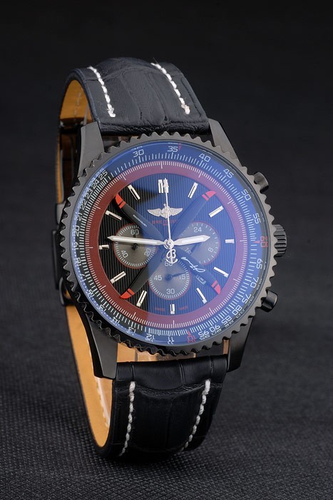 Breitling Certified Black Leather Strap Black Dial Chronograph 80179-3