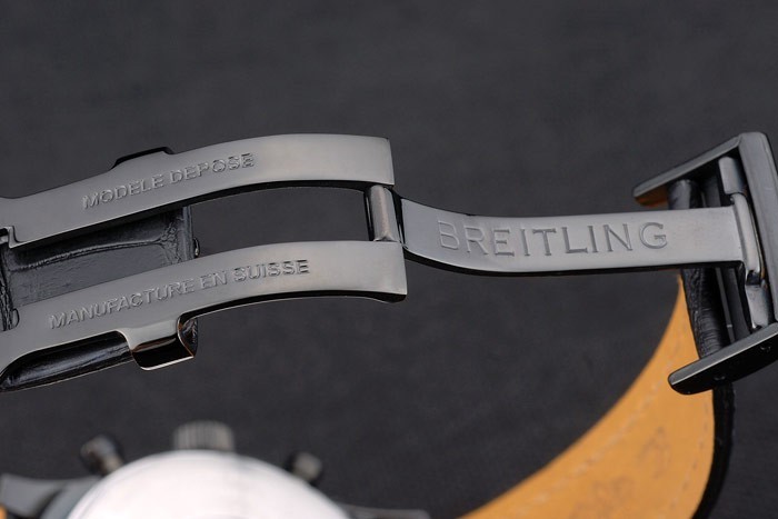 Breitling Certified Black Leather Strap Black Dial Chronograph 80179-7