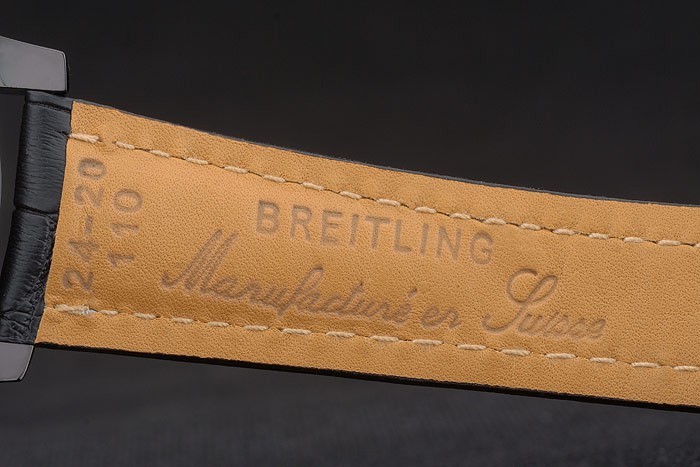 Breitling Certified Black Leather Strap Black Dial Chronograph 80179-8