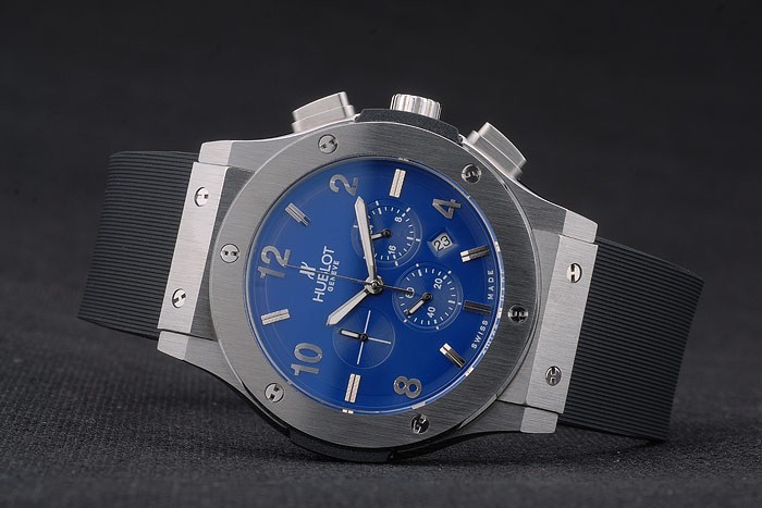 Hublot Big Bang Black Rubber Strap Blue Checkered Dial 80199-3
