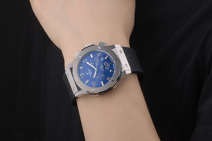 Hublot Big Bang Black Rubber Strap Blue Checkered Dial 80199-8
