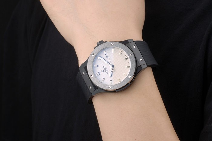 Hublot Big Bang Black Rubber Strap White Checkered Dial 80201-8