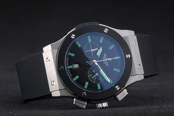 Hublot Big Bang Black Rubber Strap Black Dial Green Pointers 80194-2