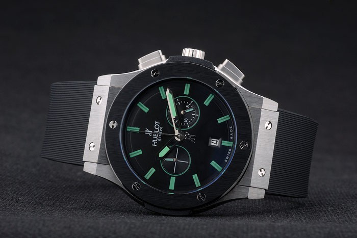 Hublot Big Bang Black Rubber Strap Black Dial Green Pointers 80194-3
