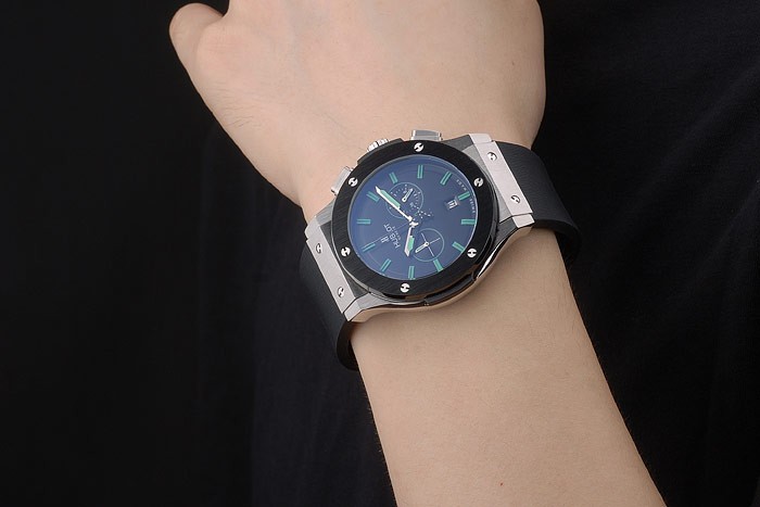 Hublot Big Bang Black Rubber Strap Black Dial Green Pointers 80194-8
