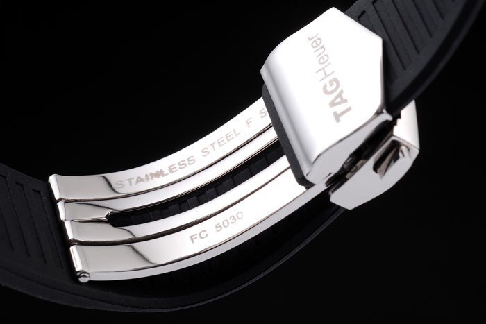 Tag Heuer SLR Swiss Tachymeter Bezel Black Rubber Strap White Dial-5