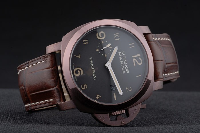 Panerai Luminor Brown Leather Strap Black Dial 80161-4