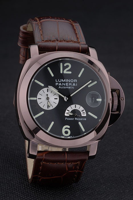 Panerai Luminor Brown Leather Strap Black Dial 80163-3