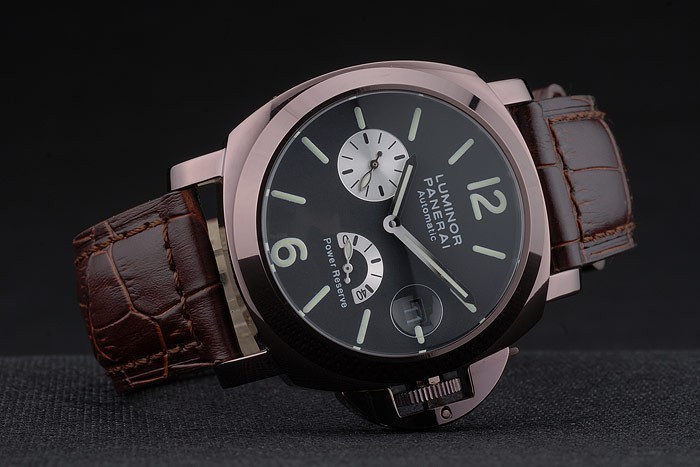 Panerai Luminor Brown Leather Strap Black Dial 80163-4