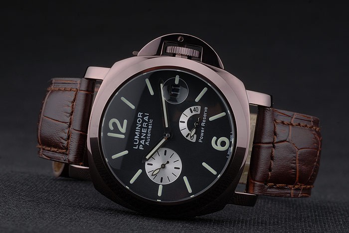 Panerai Luminor Brown Leather Strap Black Dial 80163-5