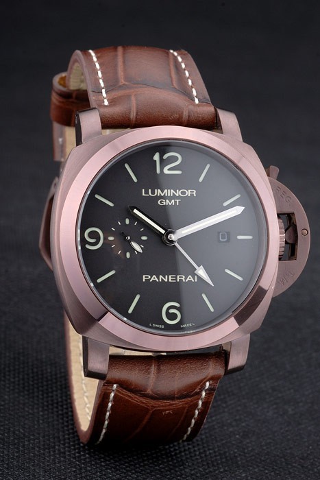 Panerai Luminor Brown Leather Strap Black Dial 80160-2