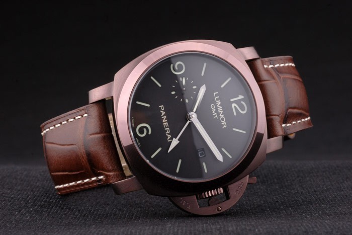 Panerai Luminor Brown Leather Strap Black Dial 80160-3