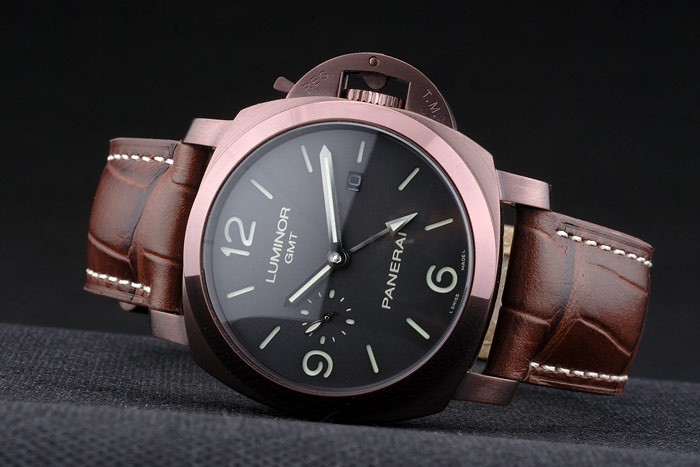 Panerai Luminor Brown Leather Strap Black Dial 80160-4