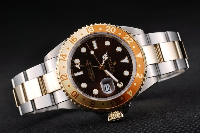 Rolex GMT Master II Gold Colored Ceramic Bezel Brown Dial Tachymeter-2