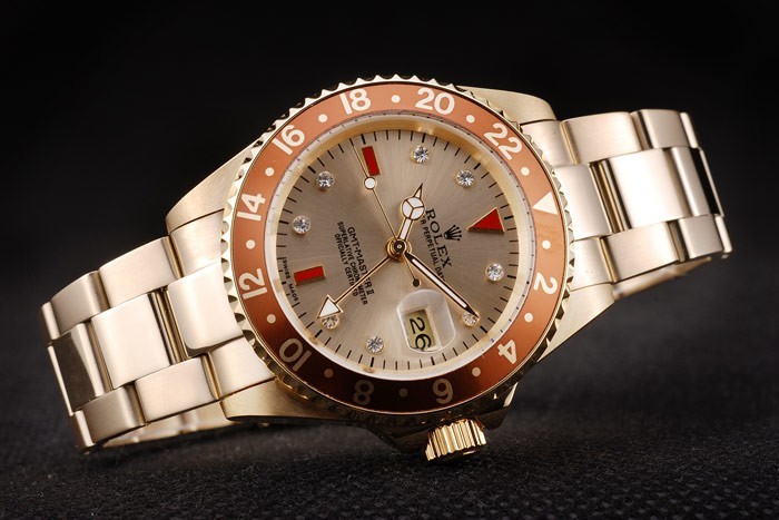 Rolex GMT Master II Gold Colored Ceramic Bezel Gold Dial Tachymeter-2