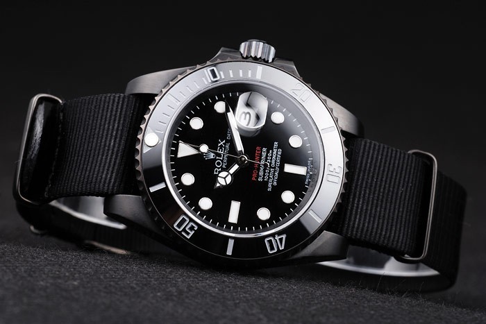 Swiss Rolex Submariner Pro-Hunter Black Fabric Strap Black Dial-2