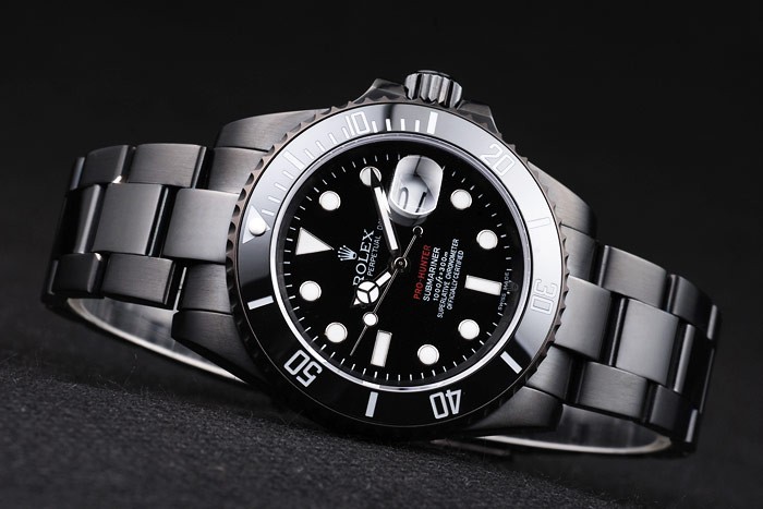 Swiss Rolex Submariner Pro-Hunter Black Steel Strap Black Dial-2