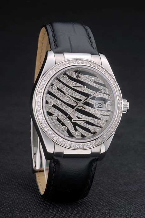 Swiss Rolex Datejust Special Edition 2012 Black Leather Strap 80252-2