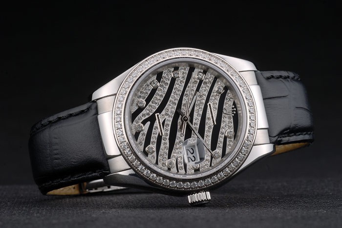 Swiss Rolex Datejust Special Edition 2012 Black Leather Strap 80252-3