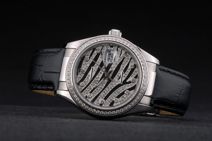 Swiss Rolex Datejust Special Edition 2012 Black Leather Strap 80252-4