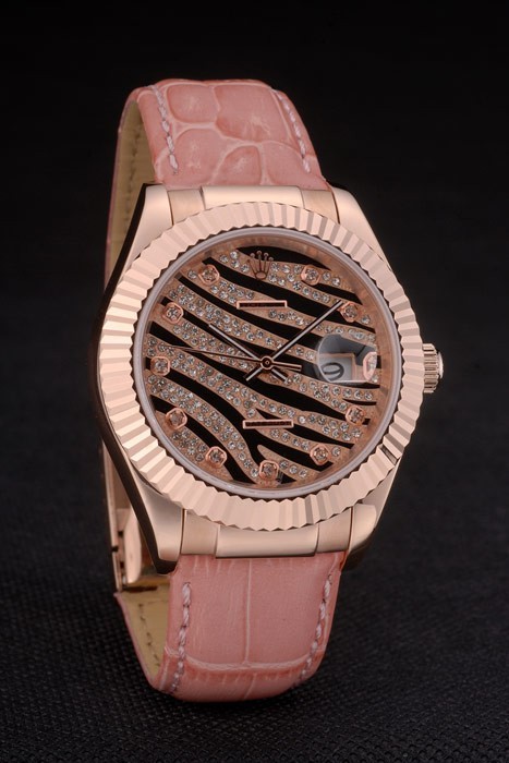 Swiss Rolex Datejust Special Edition 2012 Pale Pink Leather Strap 80253-2