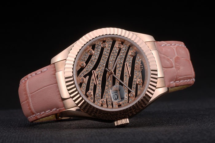 Swiss Rolex Datejust Special Edition 2012 Pale Pink Leather Strap 80253-3