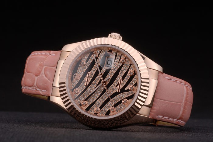 Swiss Rolex Datejust Special Edition 2012 Pale Pink Leather Strap 80253-4