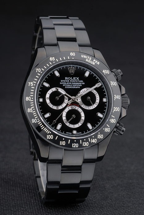 Rolex Daytona Black Ion Plated Tachymeter Black Stainless Steel Strap Black Dial 80247-2