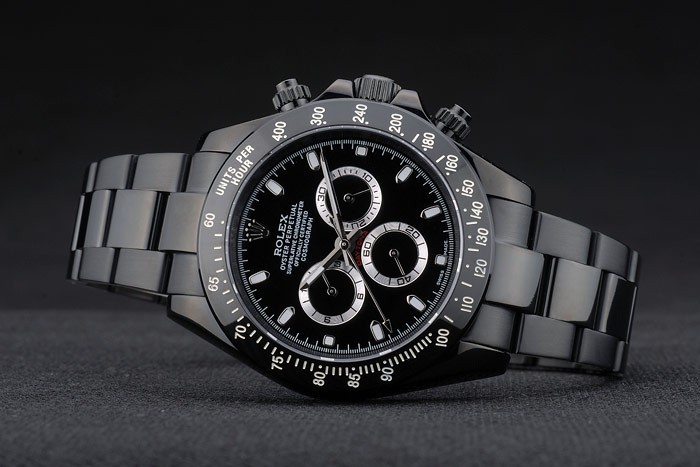 Rolex Daytona Black Ion Plated Tachymeter Black Stainless Steel Strap Black Dial 80247-4