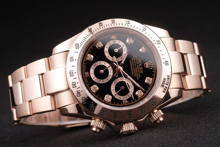 Rolex Daytona Rose Gold Plated Stainless Steel Black Dial-3