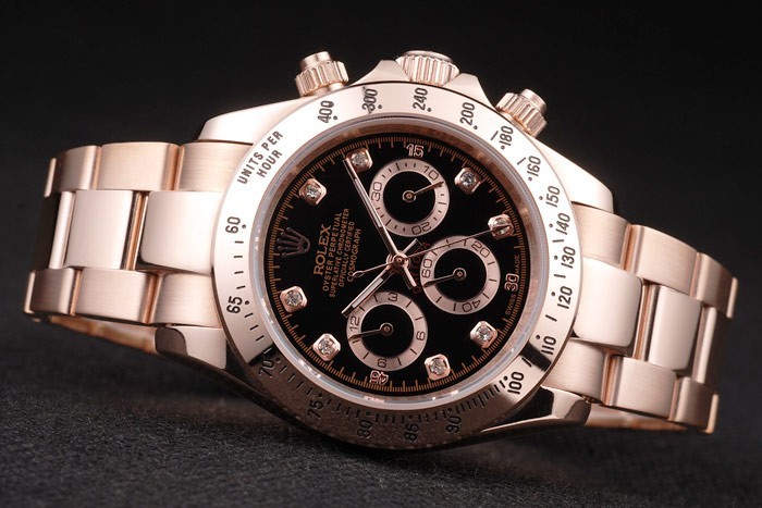 Rolex Daytona Rose Gold Plated Stainless Steel Black Dial-4