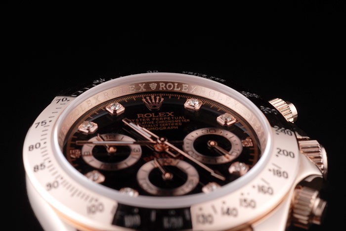 Rolex Daytona Rose Gold Plated Stainless Steel Black Dial-5