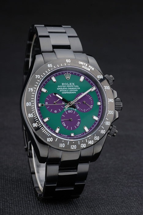Rolex Daytona Black Ion Plated Tachymeter Black Stainless Steel Strap Green Dial 80246-2